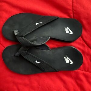 Nike Black Sandals with White Logo